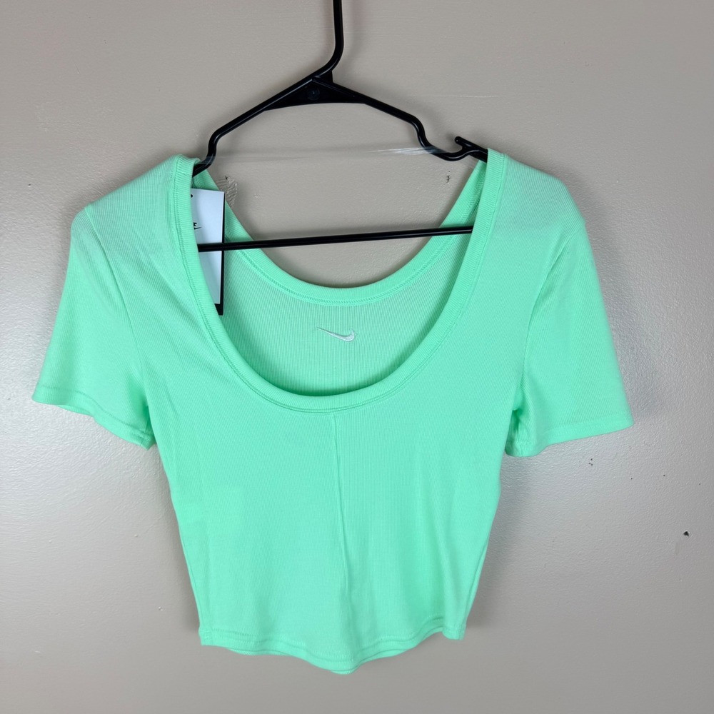 Nike Womens Sportswear Essential Ribbed‎ Crop Top Spring Green - Picture 8 of 8